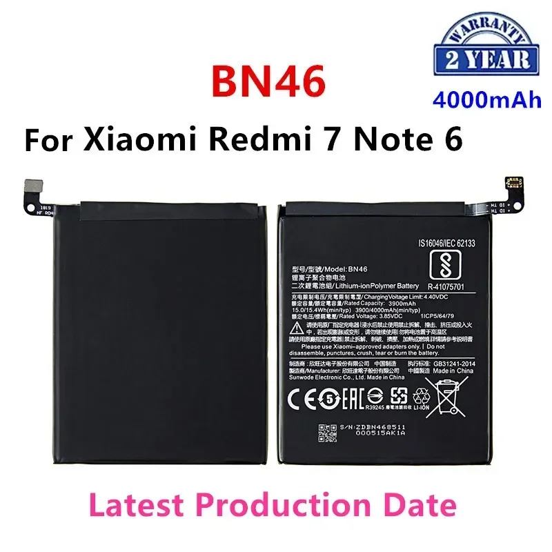 

Brand New BN46 4000mAh Battery For Xiaomi Redmi 7 Redmi7 Redmi Note 6 Redmi Note6 Note8 Note 8 BN46 Batteries