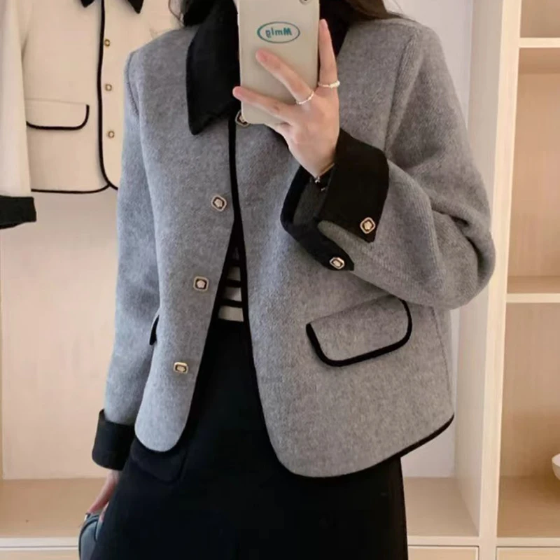 ITOOLIN Elegant Pocket Jacket Women Fashion Buttons Up Casual Cardigan Coat Korean Office Lady Turn Down Collar Patchwork Tops