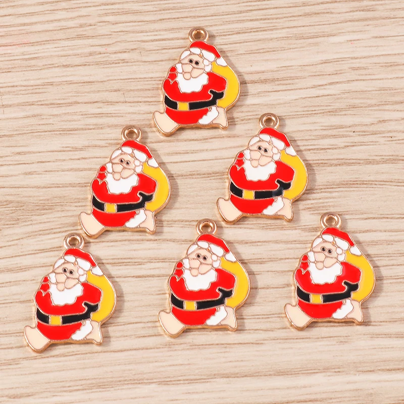 10 Stück 16x22mm Niedliche Weihnachts-Weihnachtsmann-Anhänger für Schmuckherstellung Neujahr Ohrringe Halsketten DIY Bastelzubehör – Detail 5