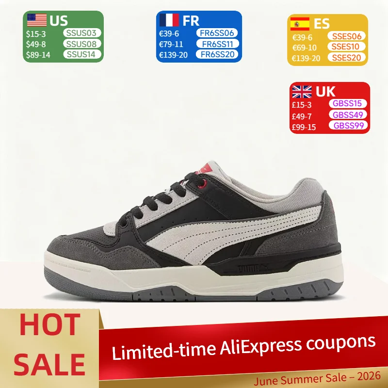 

Puma REBOUND Retro, Stylish, Versatile, Durable, Cushioned, Breathable Low-Top Sneakers (Unisex) in Black and Gray 400214-03