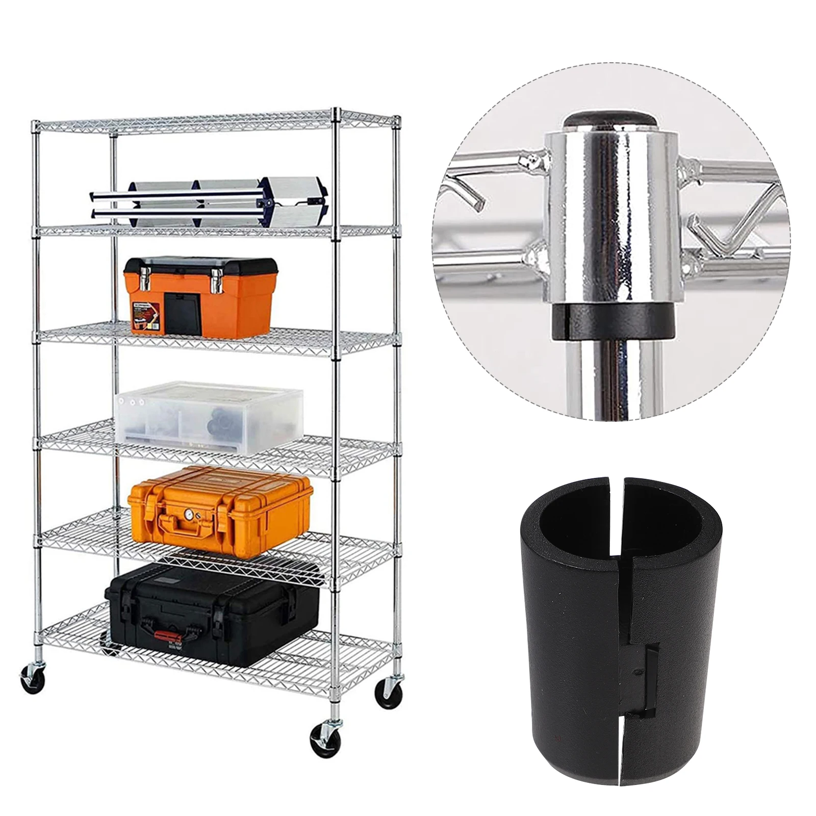 

32 Pairs Anti-Static Shelf Clips Wire Shelving Replacement Lock Plastic Split Sleeves 19Mm Diameter Black Metal Rack Fit