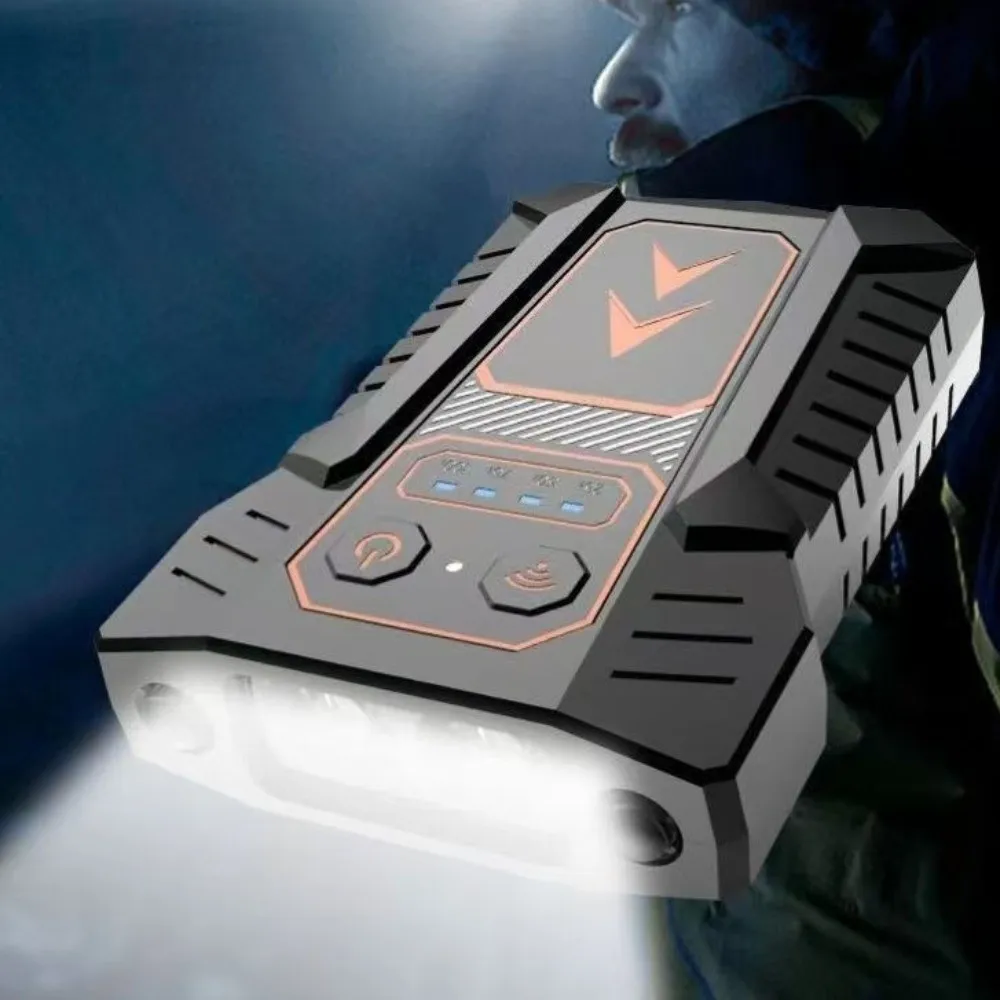 Faro portatile con rilevamento delle onde, clip per cappello, montato sulla testa, faro con rilevamento ultraleggero, impermeabile, con display, luce a tesa per cappello da campeggio