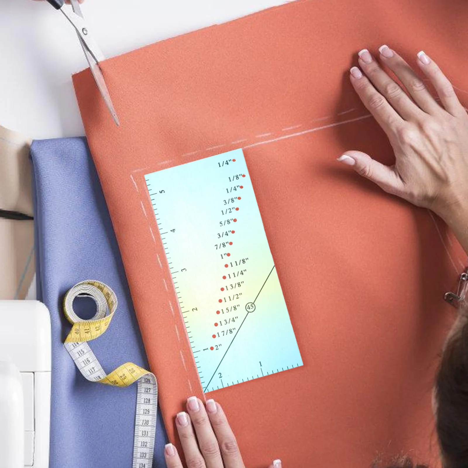 

Perforated Seam Ruler Sturdy Acrylic Sewing Machine Resistance Ruler For Diy Fabric Patchwork Quilting Seam Allowance Tool