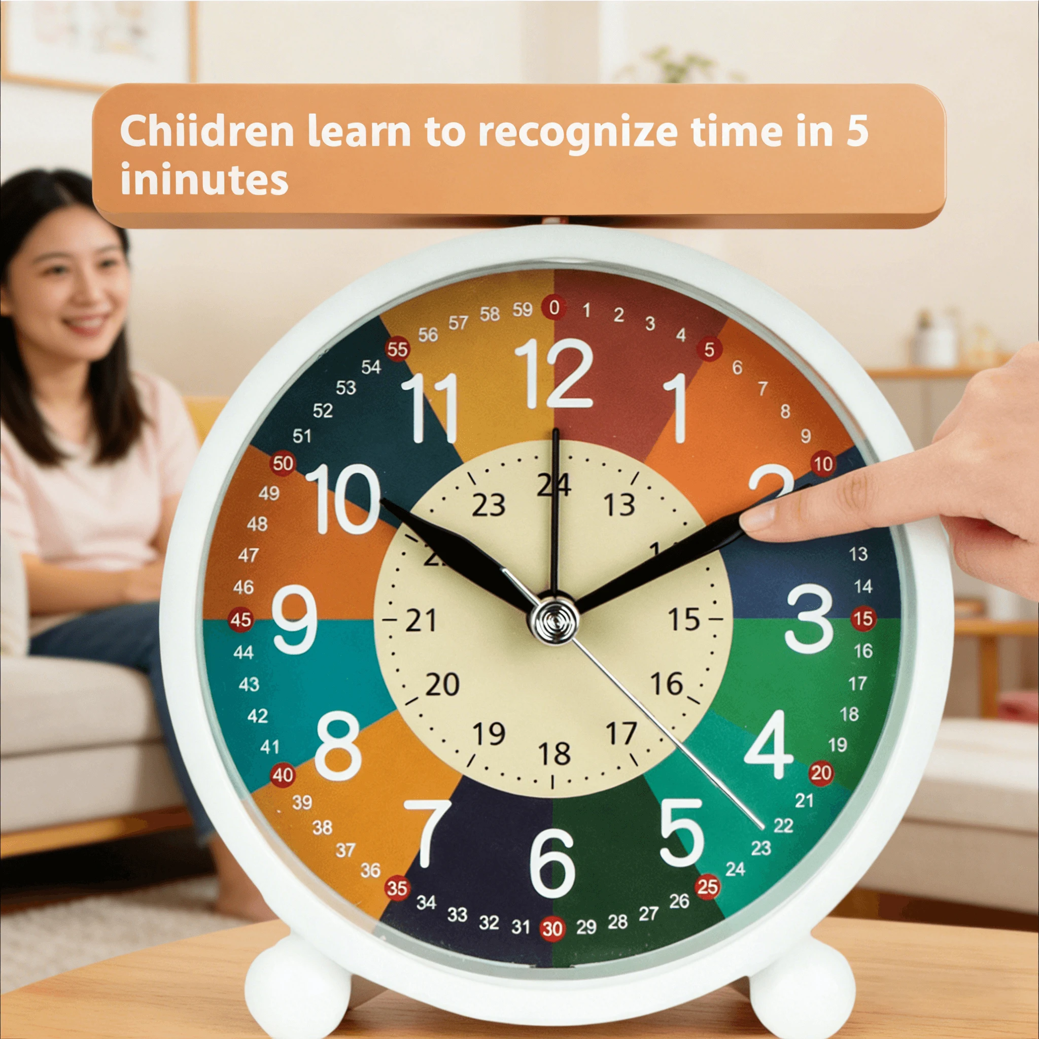 Horloge éducative pour l'apprentissage précoce des enfants avec alarme à volume élevé, format 12/24 heures, échelle de 60 minutes, article cadeau