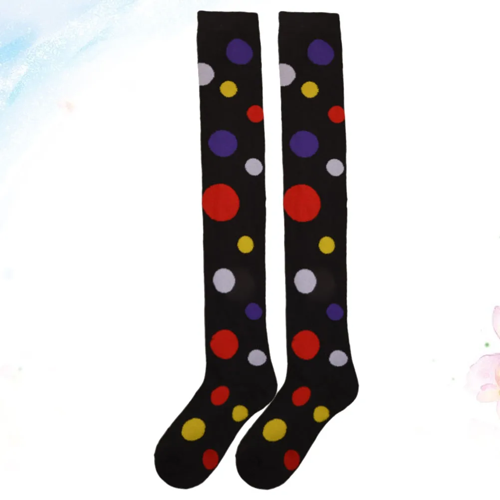 

1Pair Clown Cosplay Stockings Black Over The Knee Socks Long Socks Anti Slip Elastic Performance Dance Dress Stockings