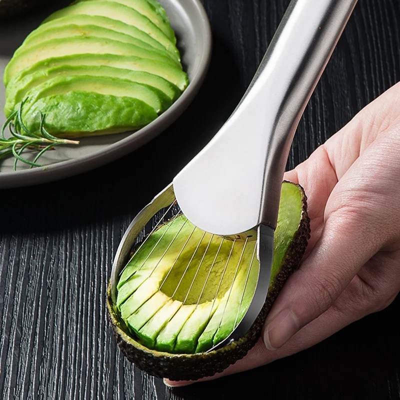 2in1 Edelstahl Avocado Slicer Zellstoff Separator Gemüse Cutter Butter Obst Schäler Avocado Scheiben Küche Gemüse Werkzeuge