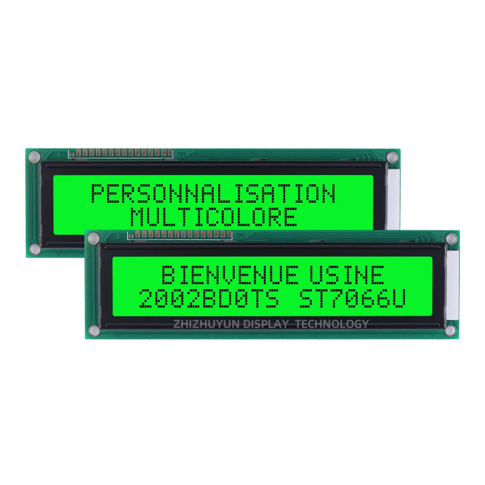 Módulo LCD de personaje europeo 2002B con película verde amarilla, 20X2 amplificador de Audio, pantalla de visualización, módulo de interfaz de doble fila