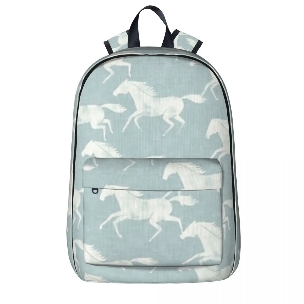 Stampeding Wild Horses - Cream On Light Blue Backpacks Student Book bag Shoulder Bag Laptop Rucksack Travel Rucksack School Bag