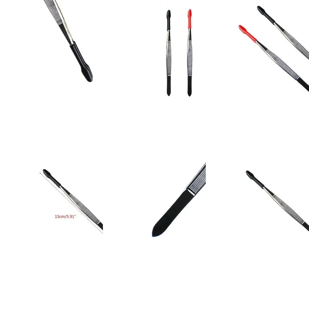  Rubber Tipped Tweezers Practical Stamp Tweezers Flat Tip Tweezers Stainless Steel Tweezers Coin Tweezers for Industrial