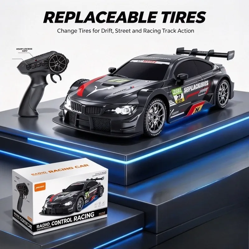Stepless Speed 1:24 4WD RC Drift Model Replaceable Tires Remote Control Racing Vehicle Indoor Play Toy for Boys Girls