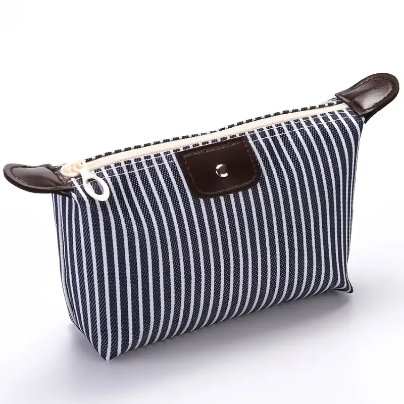 Striped Dumpling Makeup Bag, Large Capacity Foldable Cosmetic Bag, Travel Storage Bag