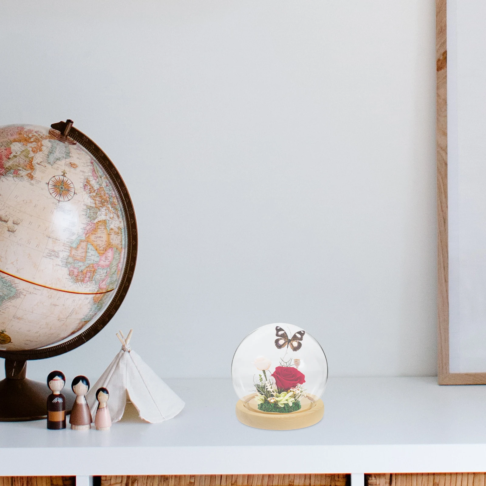 

Glass Display Dome for Collectibles Craft Decor Sphere Stand Cases Preserved Flowers Micro Landscape DIY Projects
