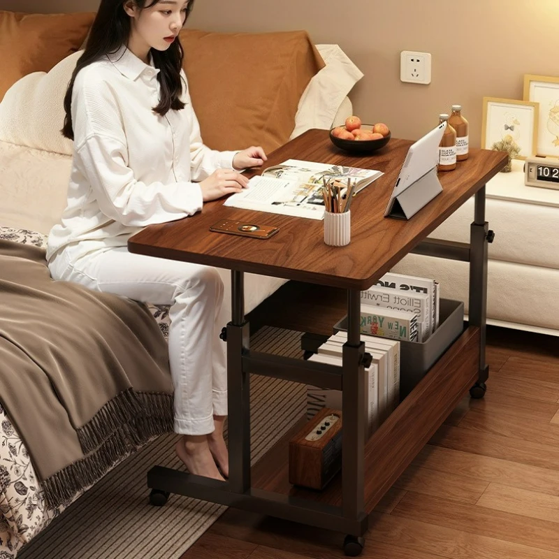 LTT Movable Lifting Workbench Bedroom Home Bedside Table Solid Wood Learning Office Small Desk
