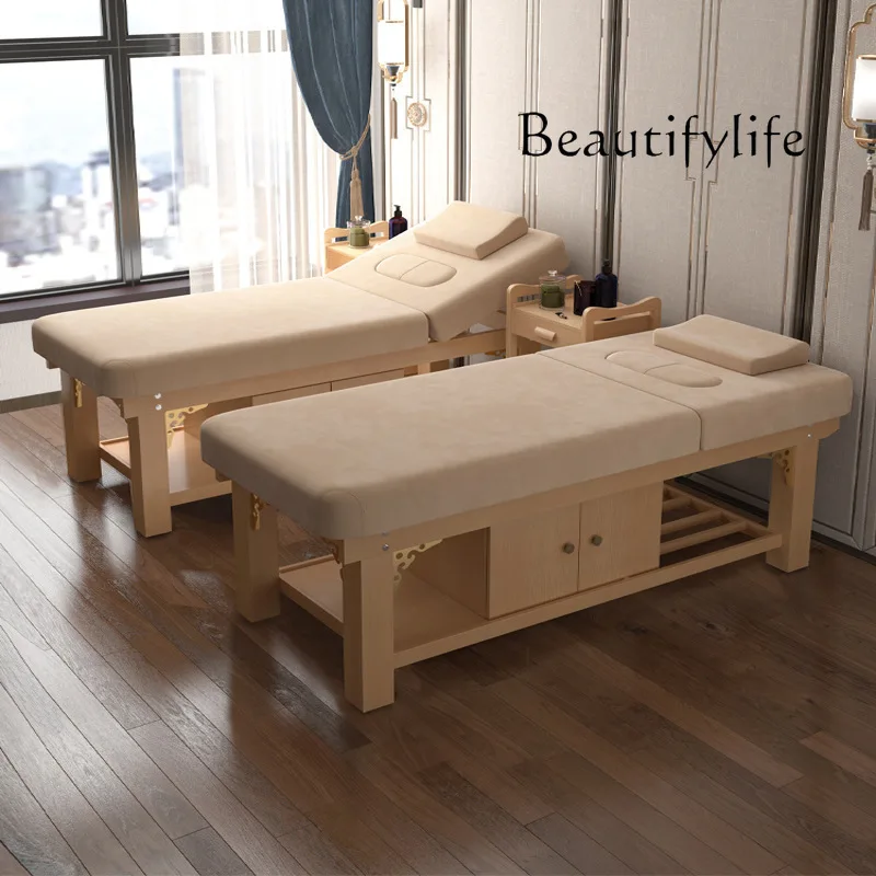 

Solid Wood Beauty Salon Pavilion of Regimen Massage Couch Physiotherapy Multifunctional Spa Body Massage Tattoo Embroidery