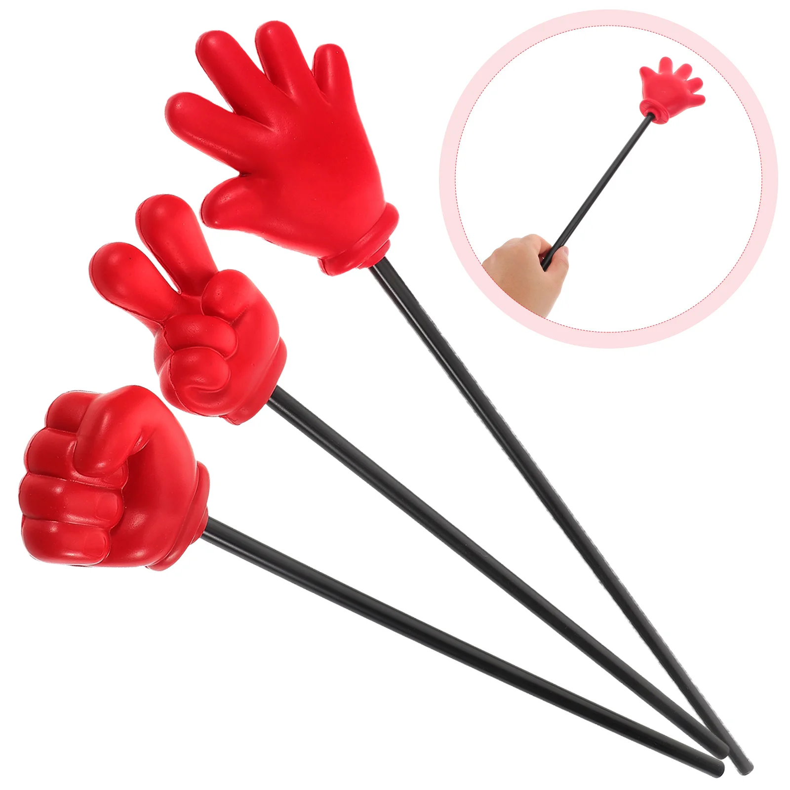 3pcs Game Teacher Pointers Plastic Hand Finger Pointers Pole Tool Game Props Finger Gesture Ro