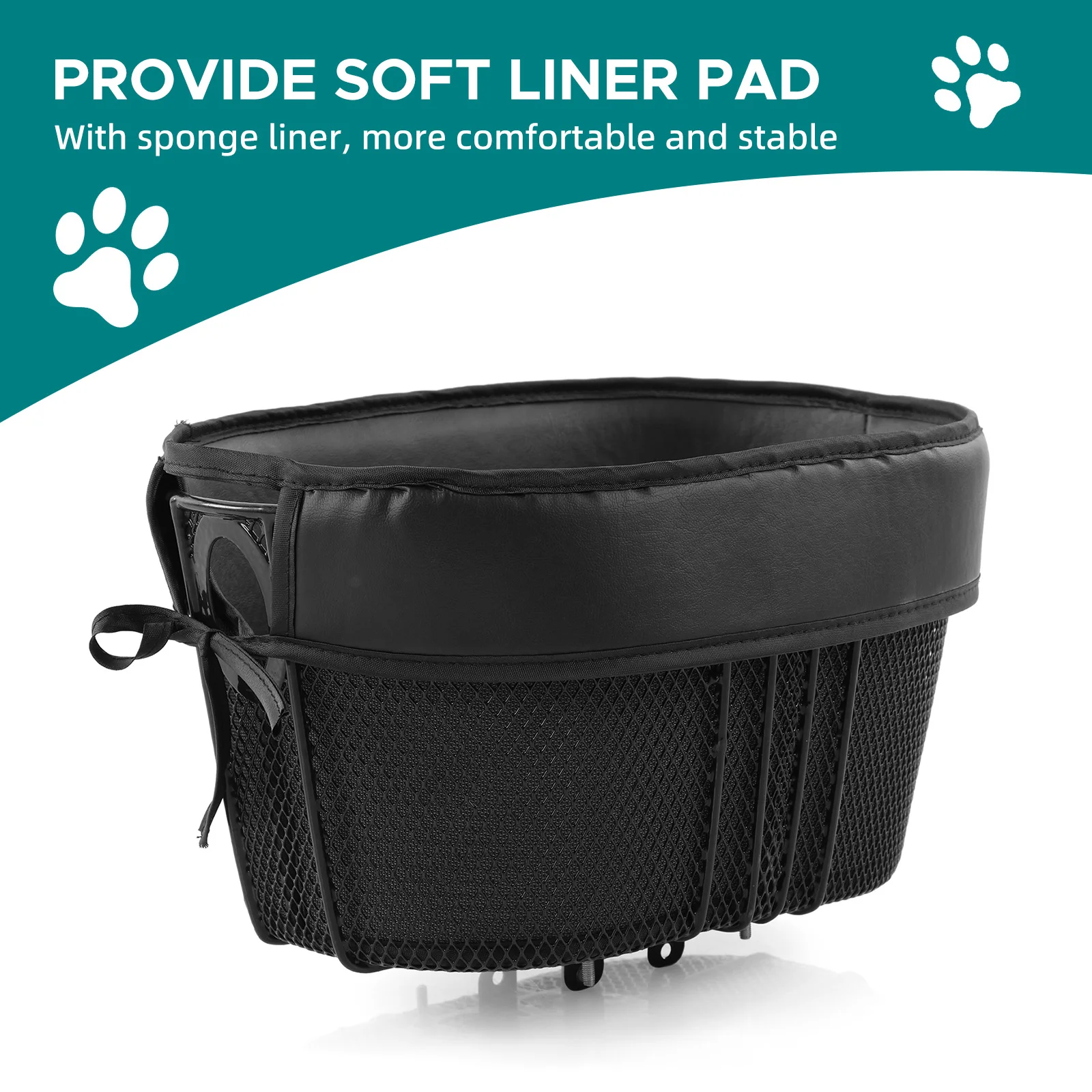 Dog Bike Basket Mountain Bike Shopping Basket Portable Cat and Dog Carrier for Bike Front Crossbar with Sponge Liner SafetyStrap