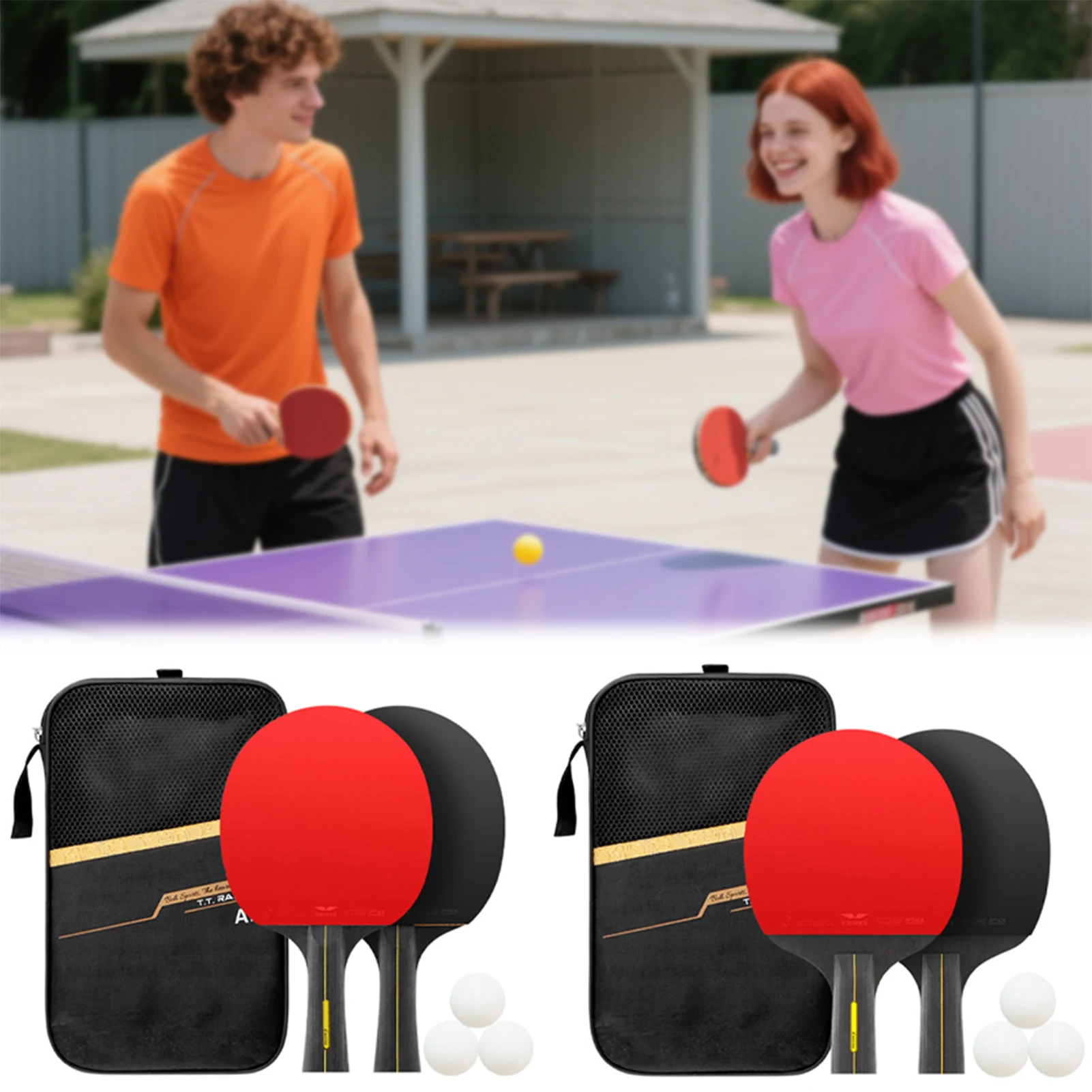 

Pingpong Paddle Set 2 Pack With Carrying Bag High Performance Table Tennis Racket For Beginners School Pe Training Club Practice