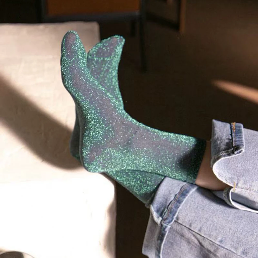 1 Pair/Set Women's Thin Sheer Summer Breathable Sexy Shiny Socks Korean Style Silk Socks Luxury Design High Quality Socks