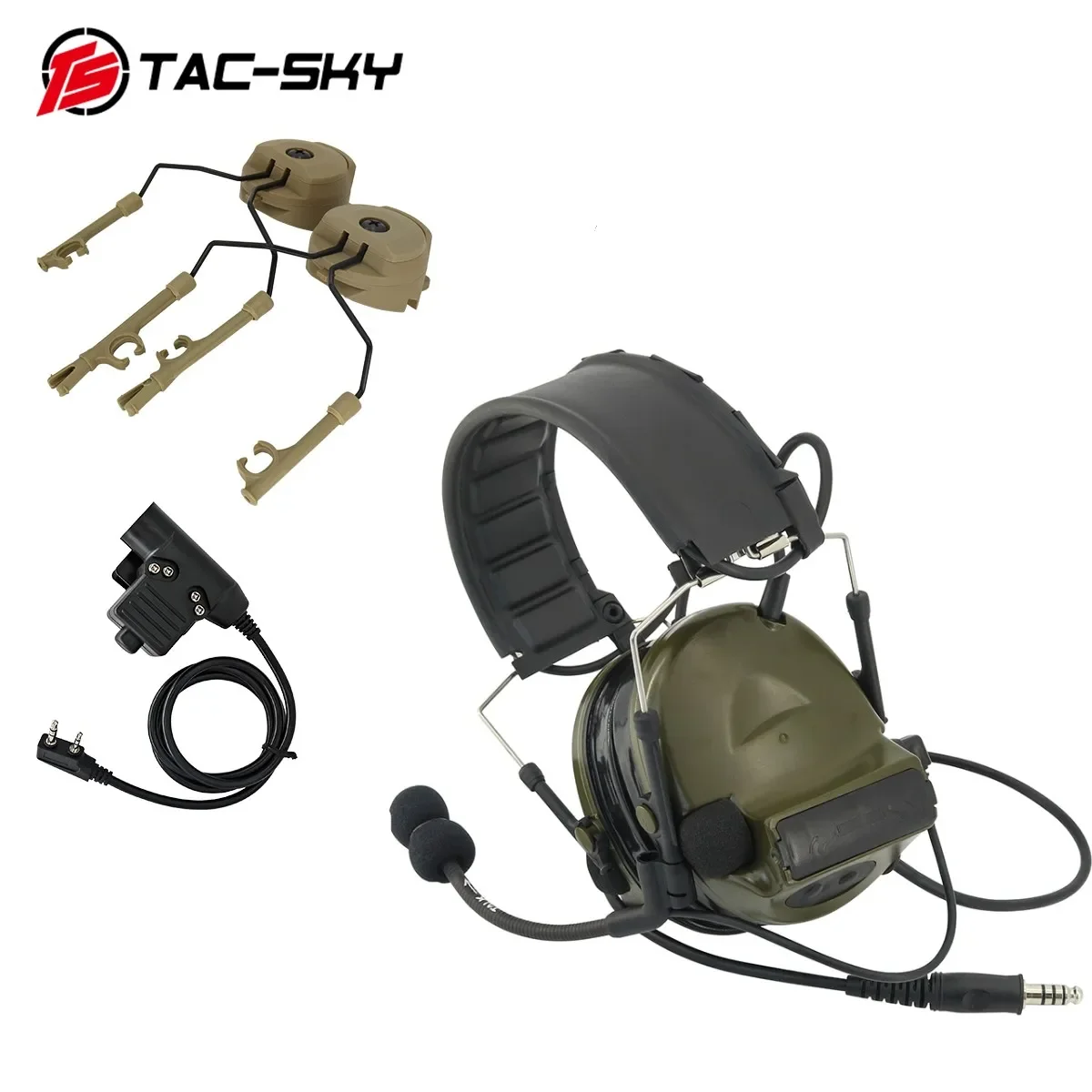 

TS TAC-SKY COMTA II Tactical Headset And ARC OPS-CORE Helmet Rail Adapter Headset Mount And Tactical U94 Ptt For Airsoft