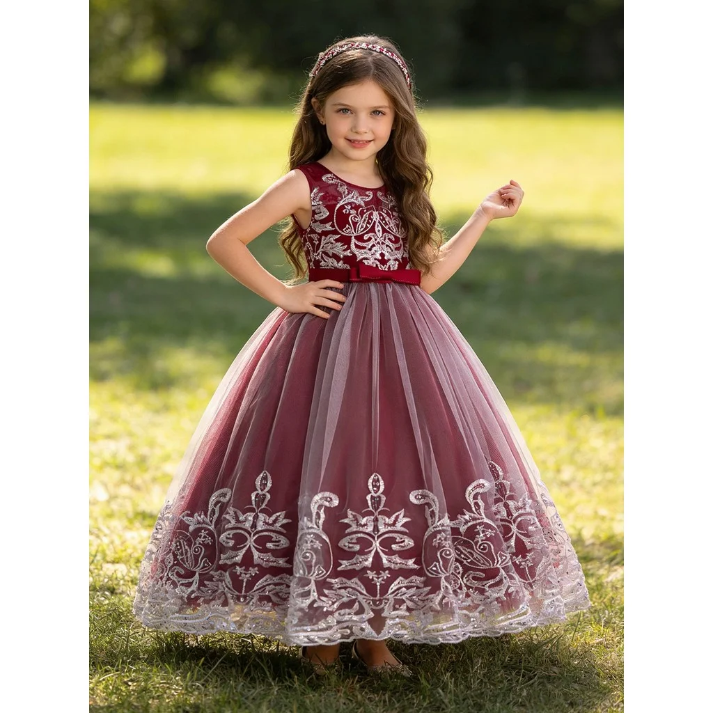 2026 Flower Girl Dresses For Weddings Lace Luxury Vestidos Princess Birthday Party Bridesmaid Dress For Kid 5-12 Years BIBIHOU image 2