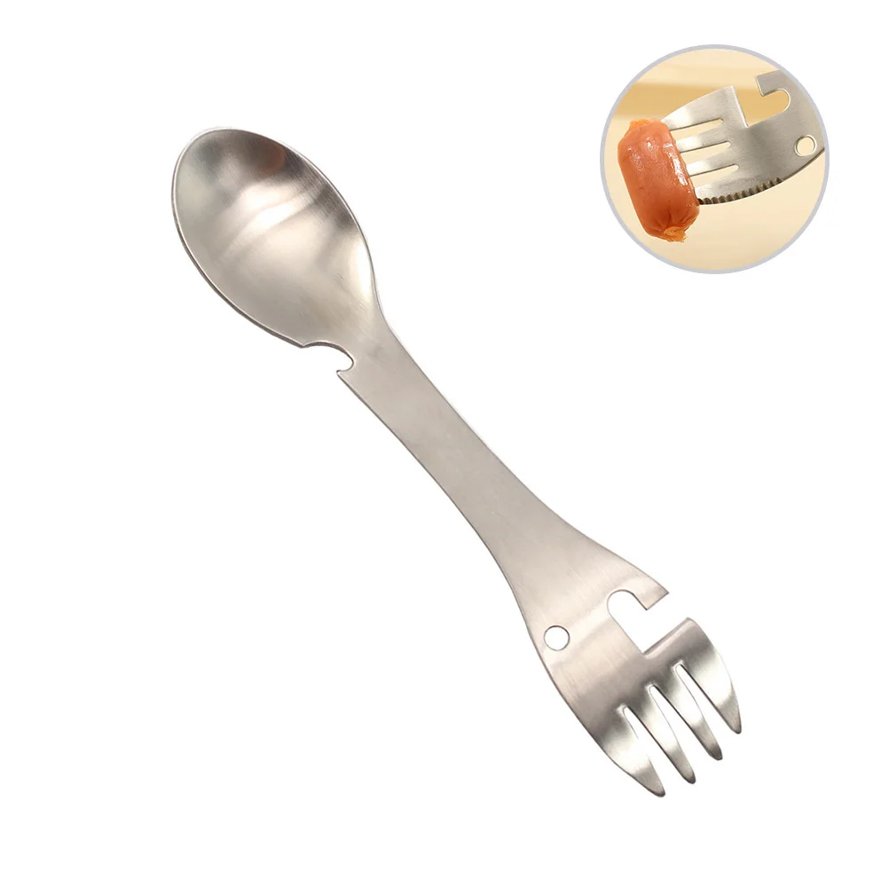 

Fork Spoon Bottle Opener Can Stainless Steel Spork Serving Utensils Multifunction