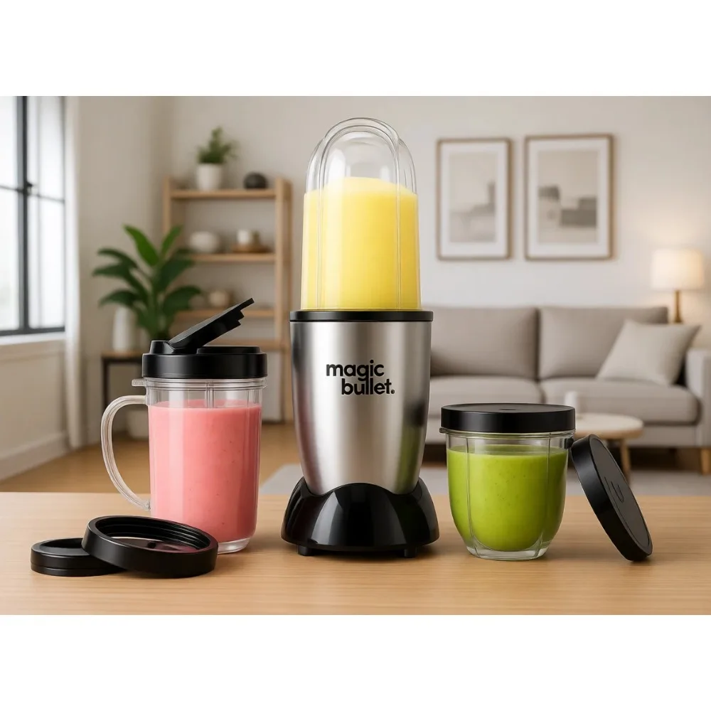 

Compact Silver 11 Piece Personal Blender Set for Smoothies and More
