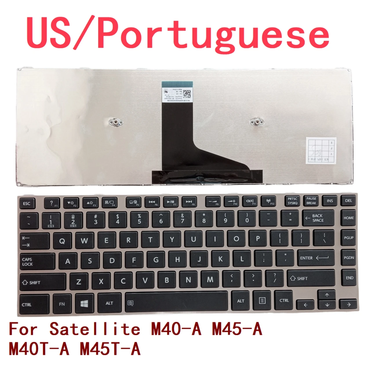 

New US Portuguese Laptop Backlit Keyboard For Toshiba Satellite M40-A M45-A M40T-A M45T-A PK1310R1A00