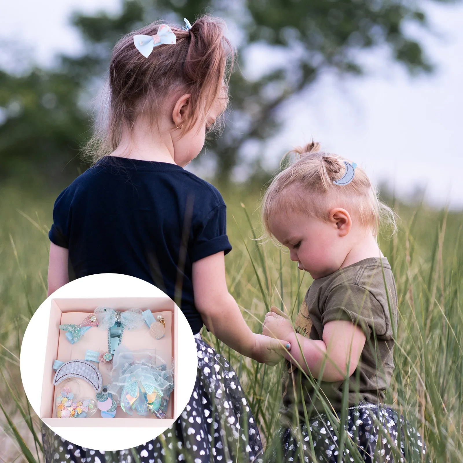 

10 pcs Lovely Ornaments Charming Cloth Hair Clips Durable Stylish Girls Hair Accessories Creative Multipurpose Headwears Blue