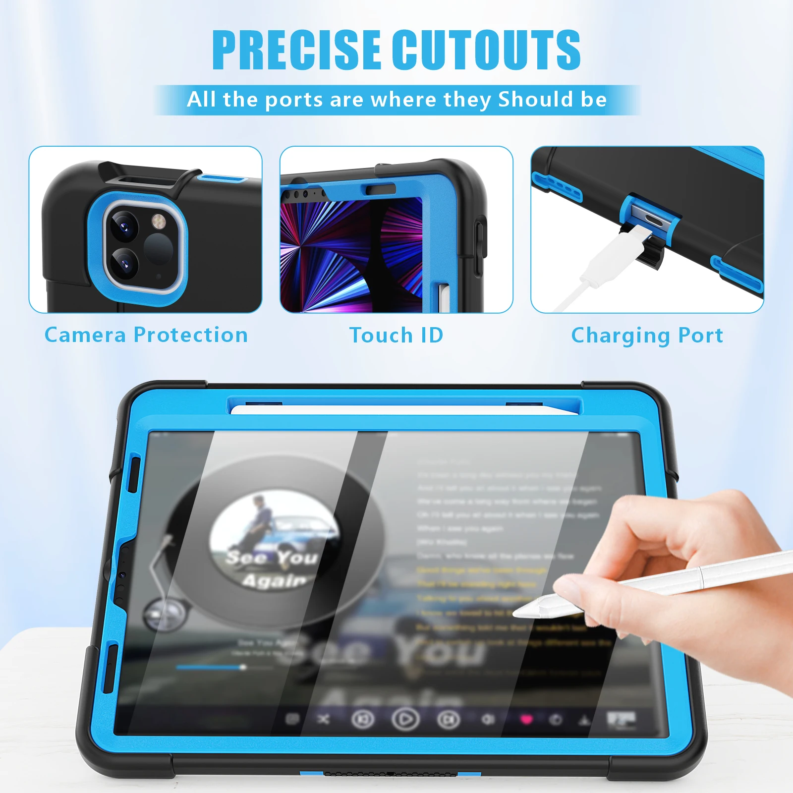 Tablet Protective Case B1 Model Is Suitable for iPad Pro 11Inch /Ipad Air4 5 10.9Inch with Pen Slot Bracket 12 Colors Available