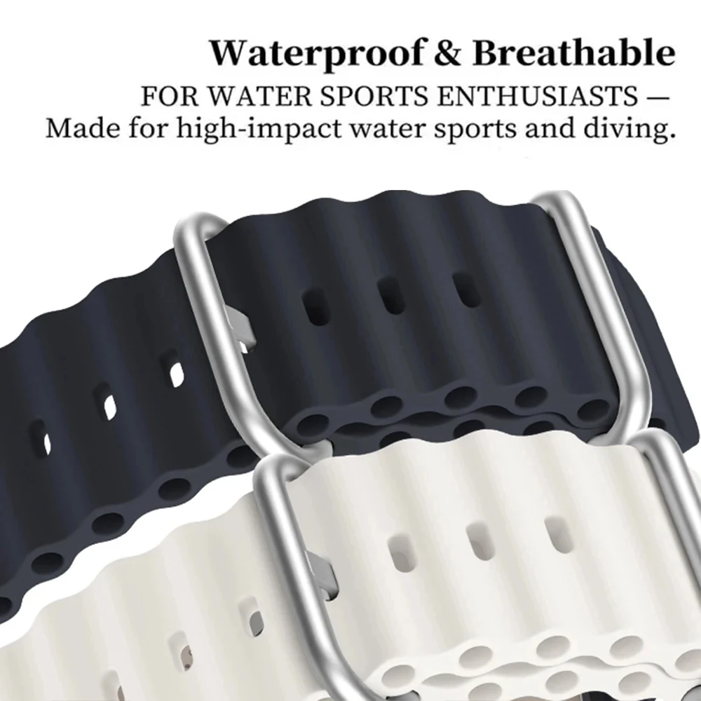 Strap For Apple Watch Band Ultra 49mm 45mm 44mm 42mm Wrist 22mm Ocean Bracelet+Metal Connector Bracelet iWatch 3 4 5 6 7 8 9 SE