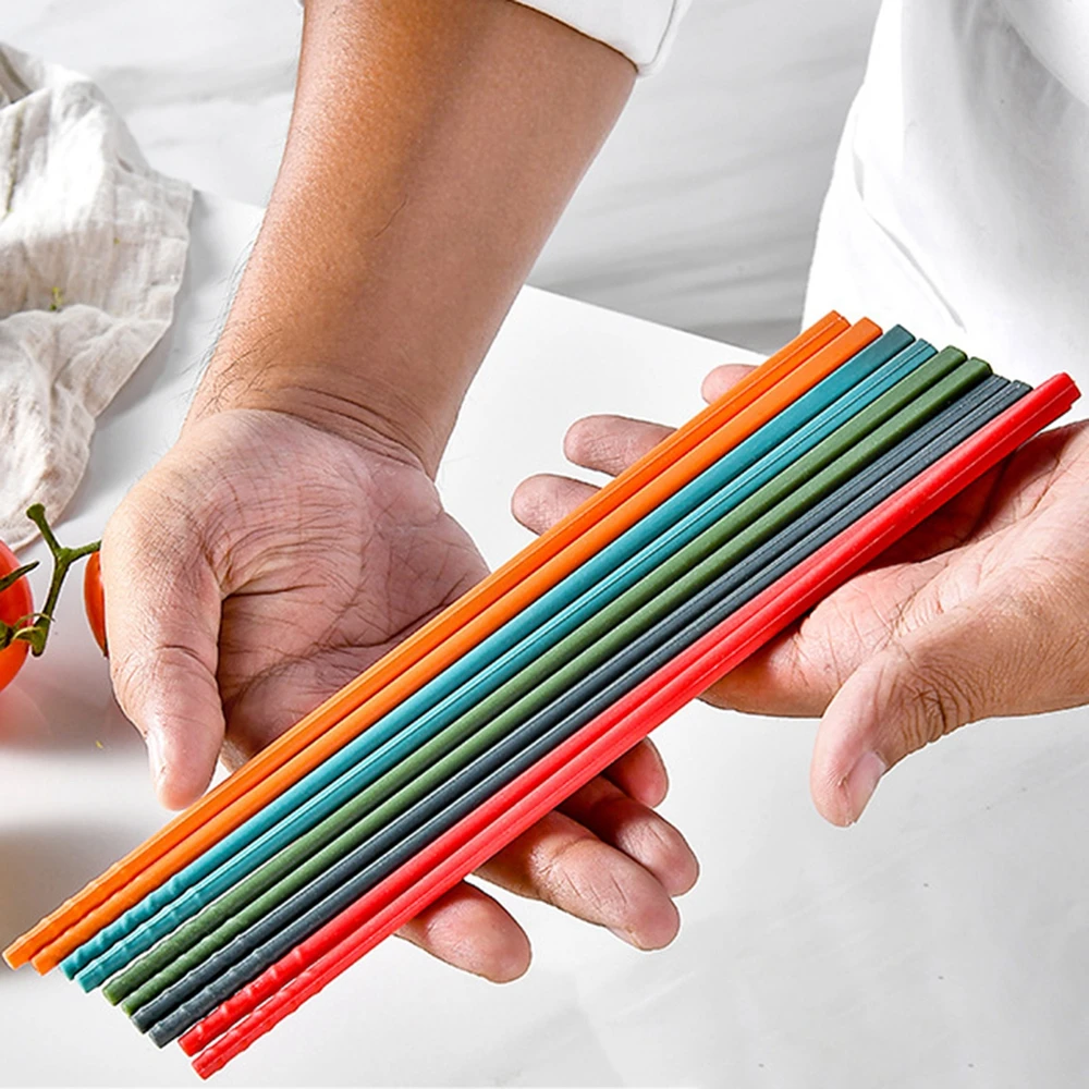 가정용 실리콘 젓가락 세트, 고온 저항, 미끄럼 방지, 식당용 식기, 피크닉, 5 쌍