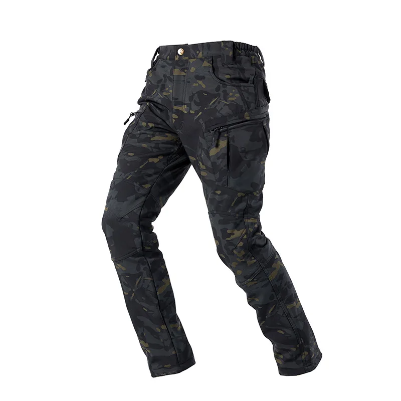 Mens Outdoor Softshell Trousers Windproof Waterproof Warm Military Camping Multi Pocket Casual Pants