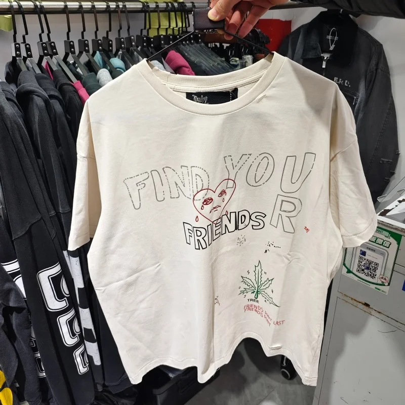 

Oversized Vintage Mens T Shirt Paly Distressed Ripped Streetwear Casual Summer Tee