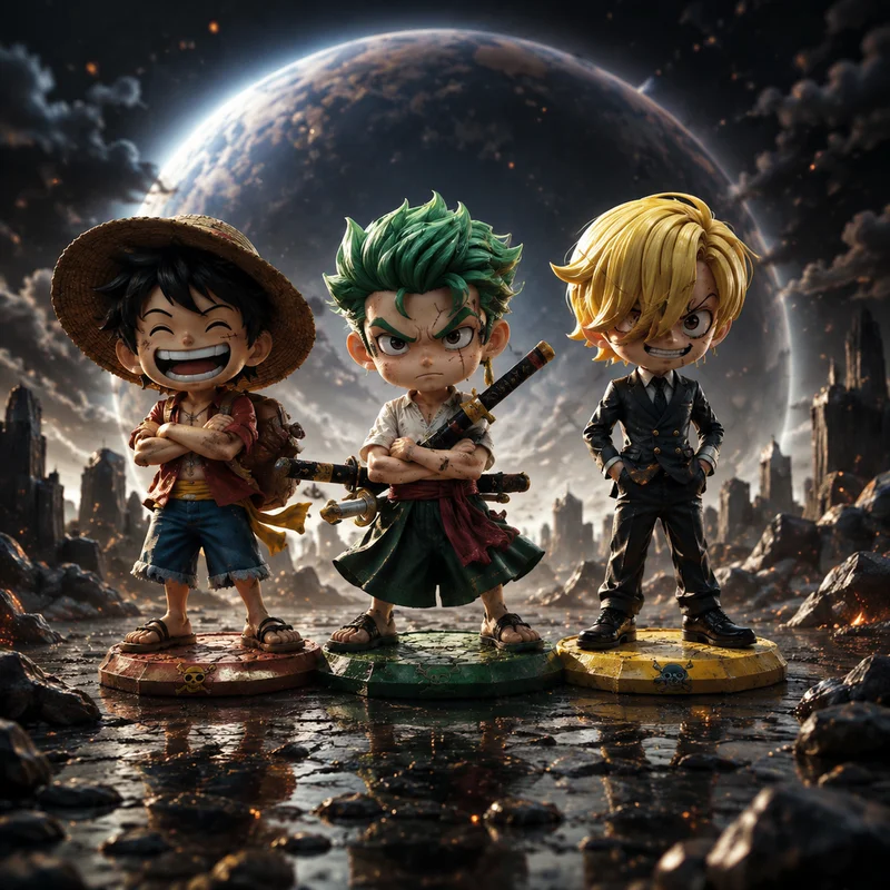 One Piece Anime Figure Q Version Luffy Zoro Sanji Collectible Trendy Toy Desktop Decor Gaming Case Ornament For Anime Collectors