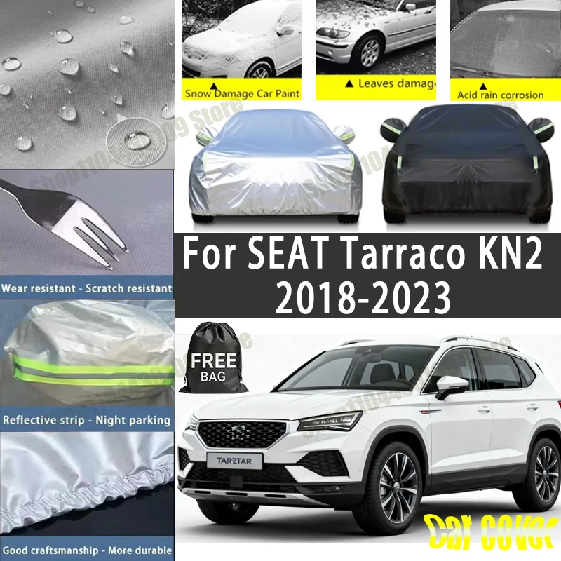 

For SEAT Tarraco KN2 2018-2023 Car Covers with Reflective Strip Anti Corrosion Sun Rain Snow Wind Protection Dustproof UV