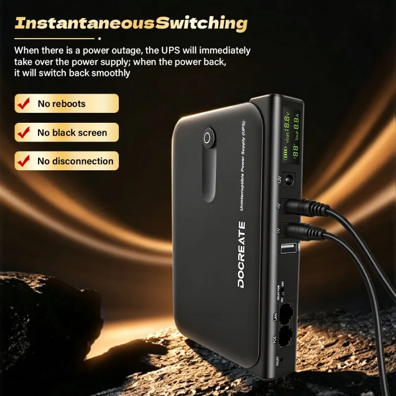 36W DC UPS Backup Power Supply For Router Cellphone Modem 5V/9V/12V/24V Output NO Battery EU/US Plug Uninterrupted Switching