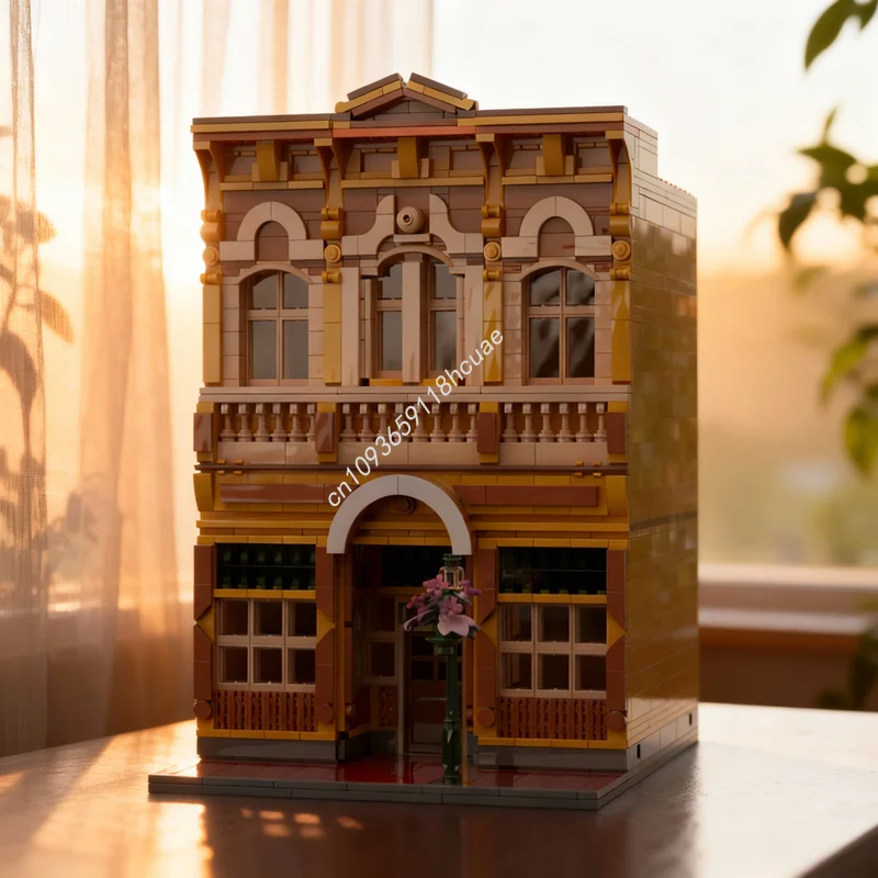 

1488 деталей MOC Disney Magic Kingdom: Главная улица, модель часов, конструктор, архитектурный набор, рождественский подарок, игрушка-конструктор для детей