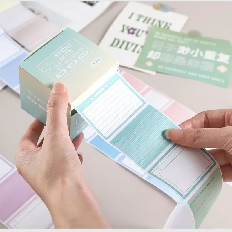

256sheets Color Sticky Notes Pads Posits Stationery Paper Stickers Posted It Memo Notepad Notebook Pull-out Message Sticker