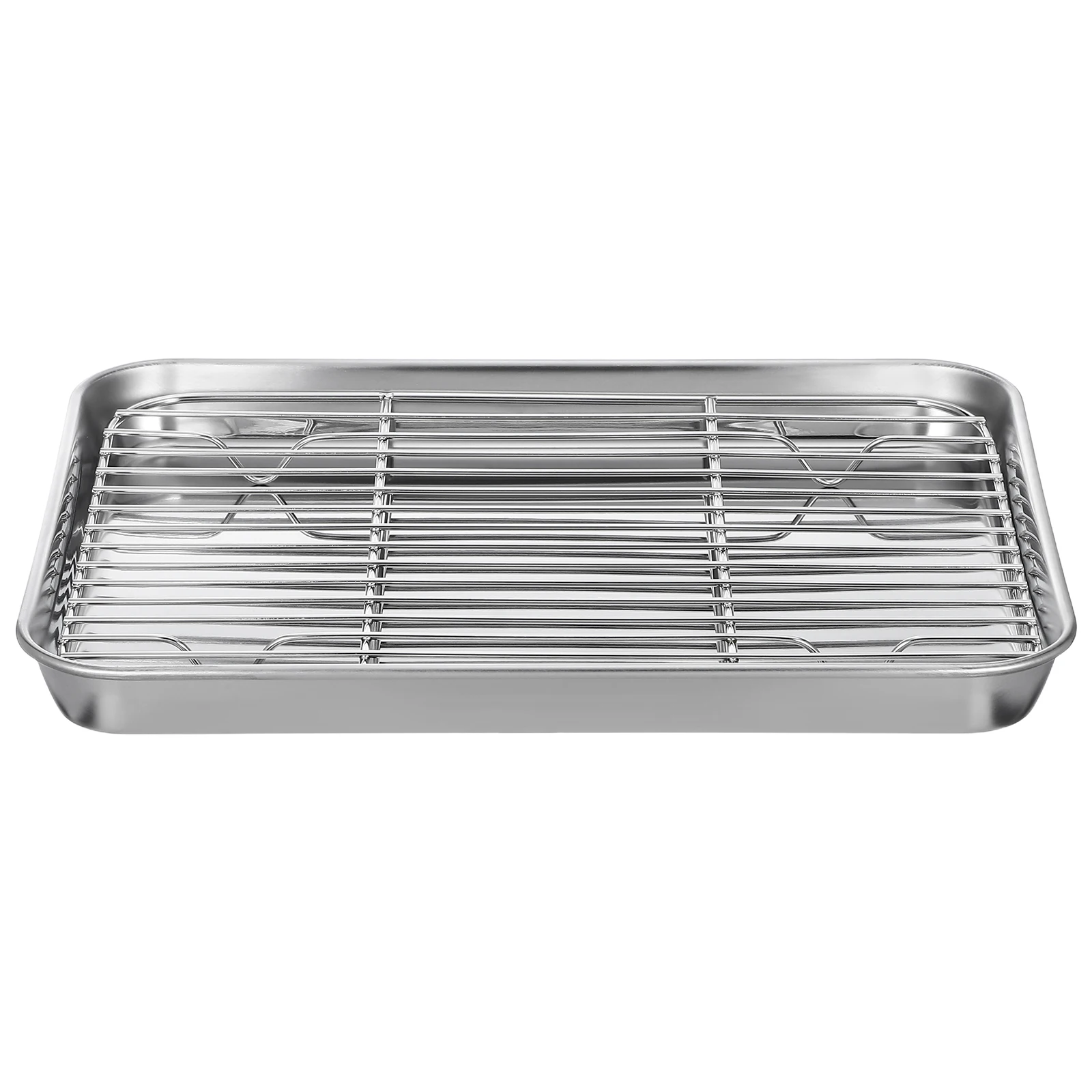 

2 Pieces Baking Sheet Set Stainless Steel Rectangular Tray Removable Cooling Rack Dishwasher Safe Healthy Baking Pan Sheets