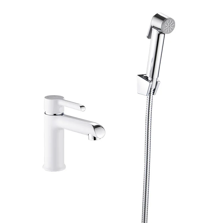 

New Design Chrome White Water Saving Bathroom Tap Basin Faucet Mixer Taps With Bidet Spray