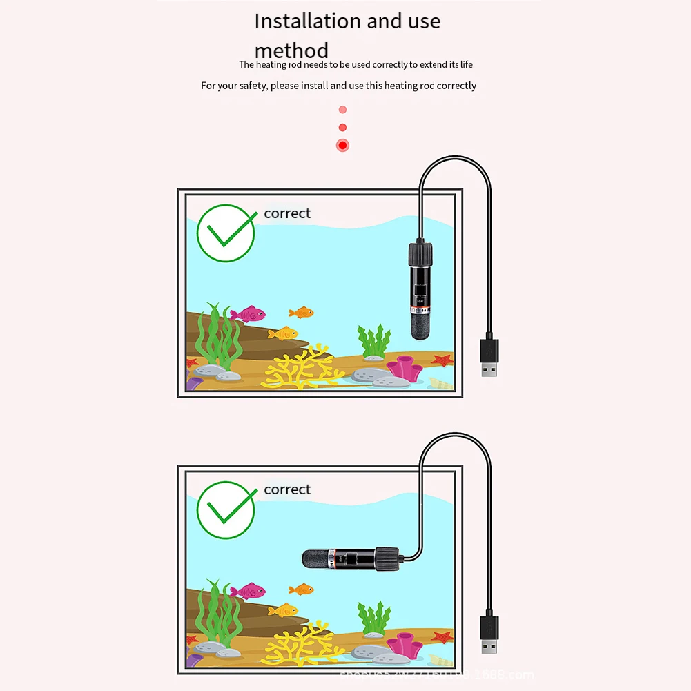 For Desktop Fish Tanks Small Aquarium Heater USB Fish Tank Heater 10W Power 8.5cm Length High-quality Quartz Glass