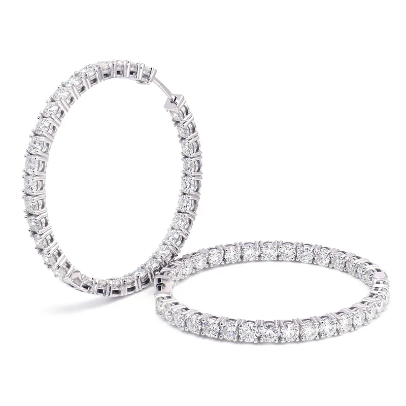 

Provence 2.5 Inches Hoop Earrings With DEF VVS Round Moissantie Diamonds For Women Sparkling Drop Earrings Daliy Jewelry Gift