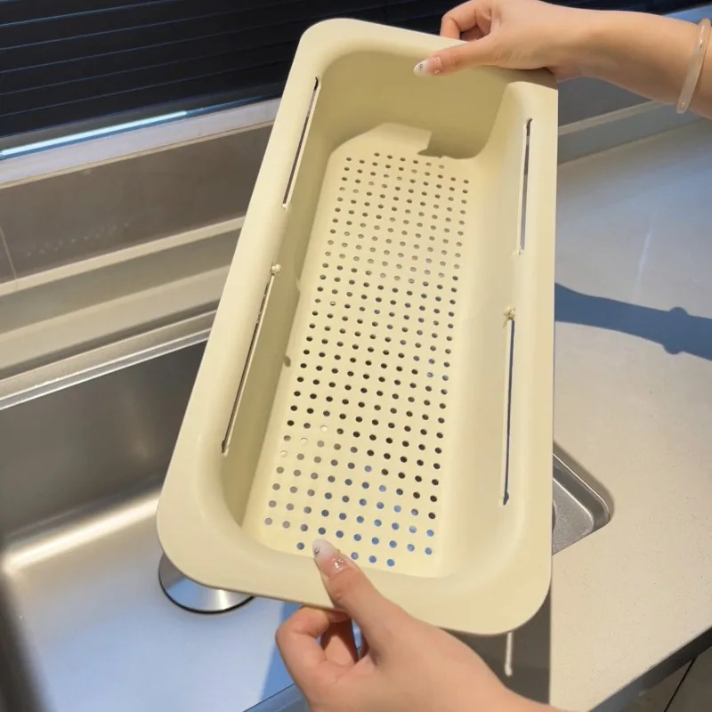 Cesta de drenagem telescópica multifuncional, rack de colocação de grande capacidade, drenagem, pia de cozinha maravilha para tigelas e pauzinhos