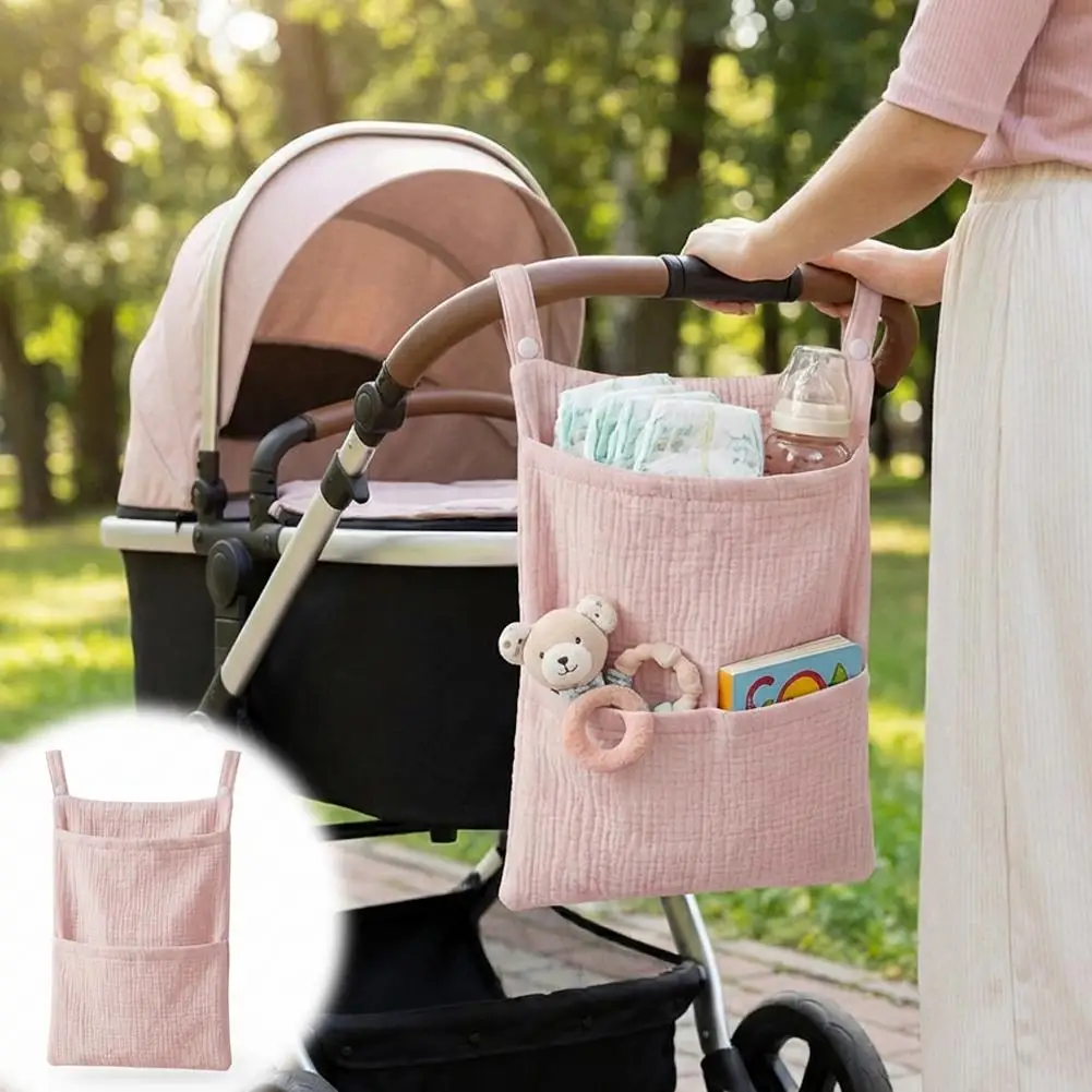 Pure Cotton Baby Crib Hanging Bag Multifunctional Newborn Supplies Storage Bag for Stroller New Pure Cotton Baby Hanging Bag