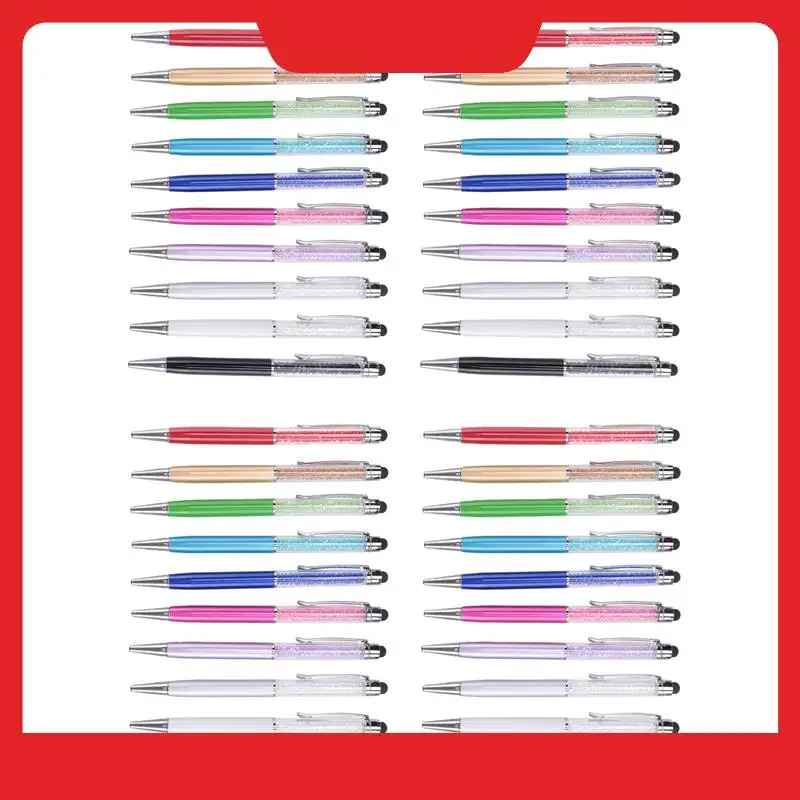

40Pcs Crystal Ballpoint Pen Bulk Shiny 2 In 1 Slim Crystal Diamond Screen Stylus Black Gel Ink Ballpoint Glitter Pen