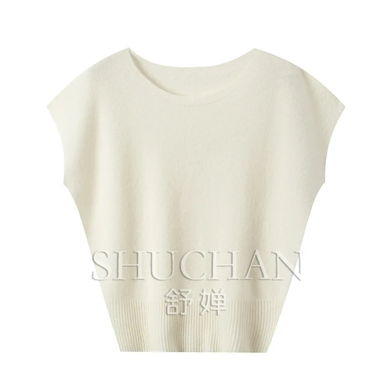

seamless integrated thin shoulder-sleeved wool sweater women's spring wear new round neck loose knitted top