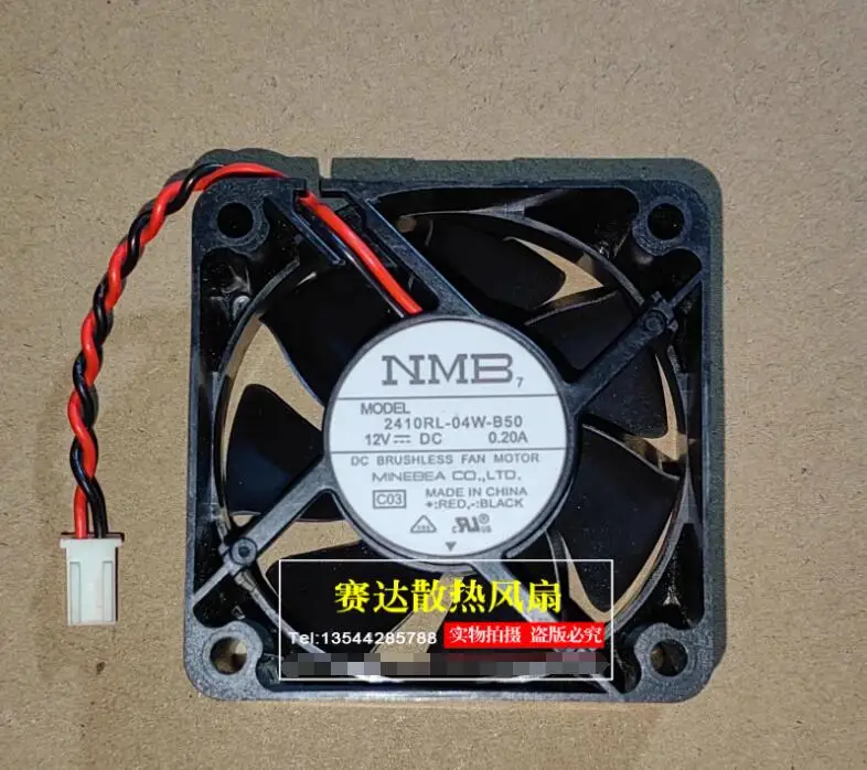 NMB 2410RL-04W-B50 DC 12V 0.20A 60x60x25mm 2-Wire Server Cooling Fan