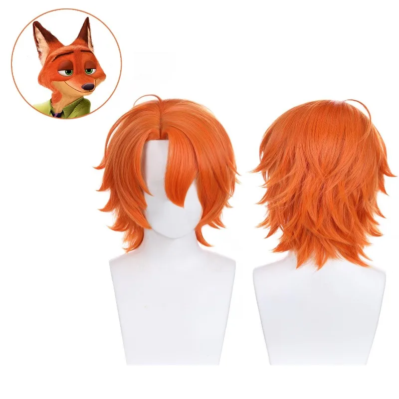 

Disney Zootopia 2 Nick Wig Cartoon Cute Characters Exquisite Realistic Mixed Orange Wig Hood Cosplay Creative Movie Fans Gift