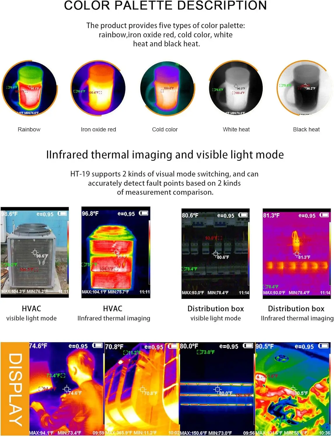 Higher Resolution 320 x 240 IR Infrared Thermal Imaging Camera 300000 Pixels Sharp 3.2in Color Display Screen Battery Included