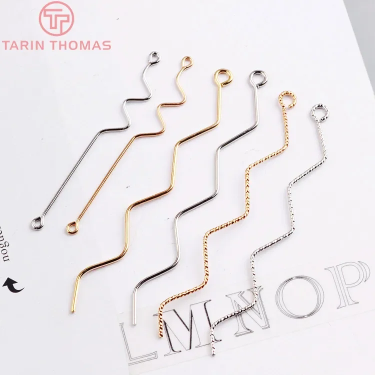 

(4068)10PCS Champagne Gold Color Plated Brass Wave Curve Shaped Earring Connector for Jewerly Making Finding Accessories